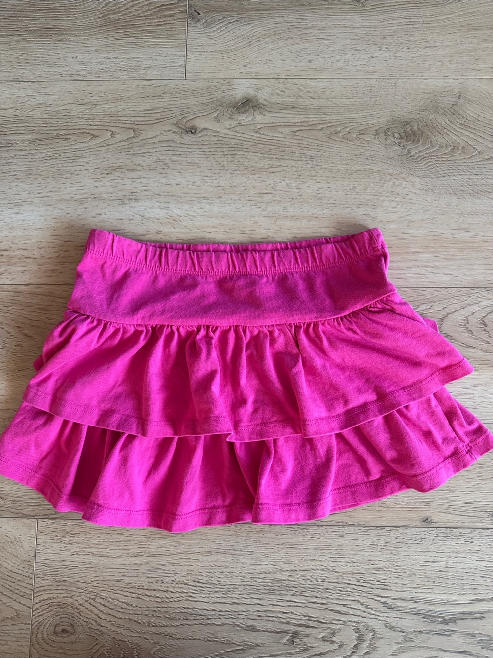 Girls' Bright Pink Tiered Circle Skirt with Elastic Waistband size 7